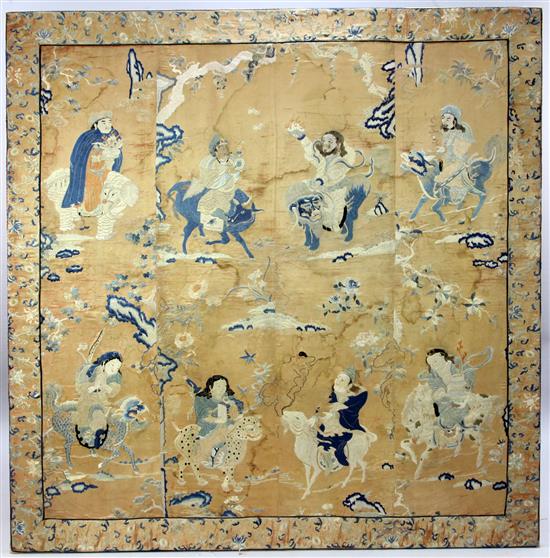 A Chinese foreign ambassadors silk embroidery, late Ming/early Qing Dynasty (17th century),	